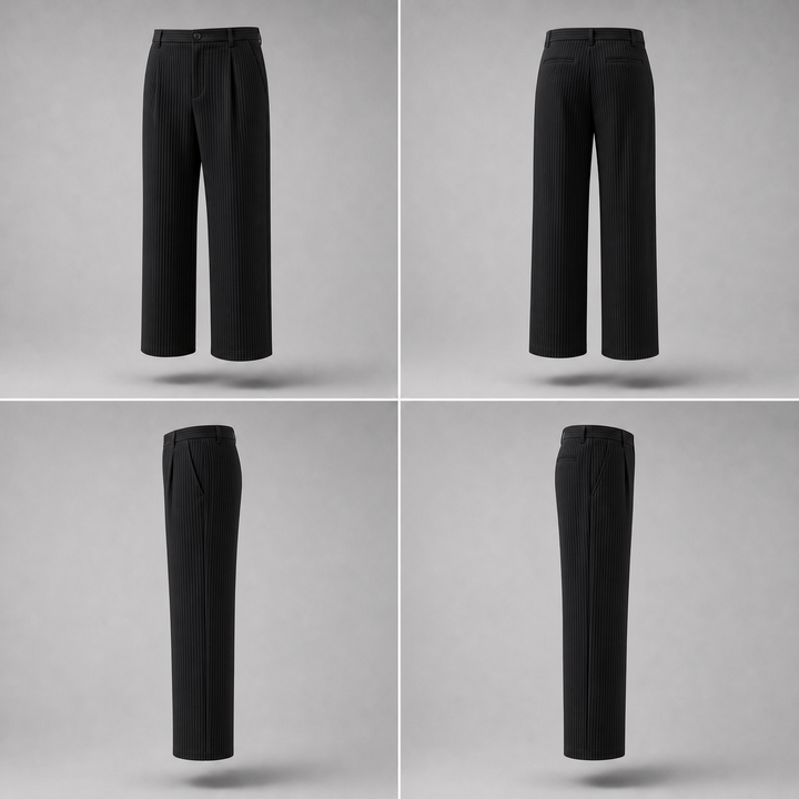 Pleated Trousers -Black-