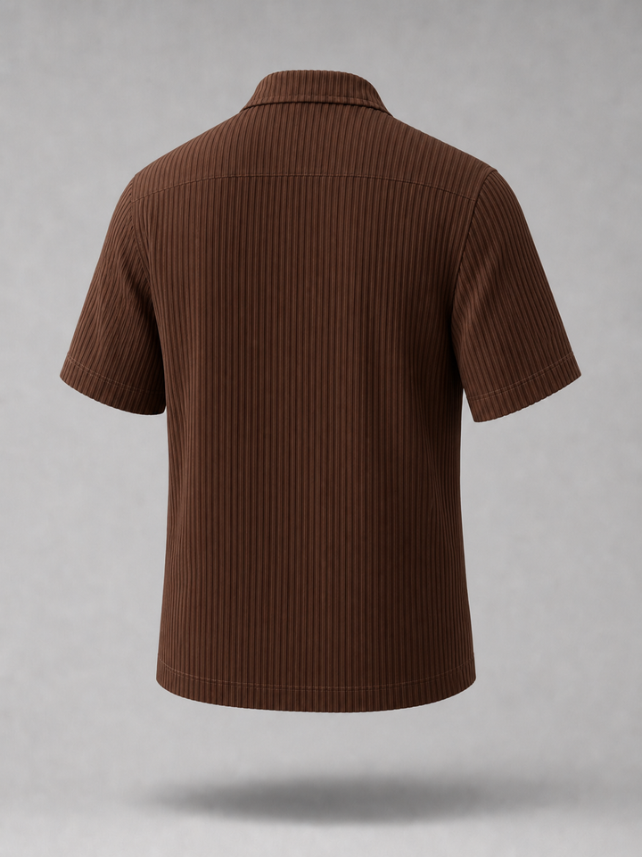 Pleated Shirt -Brown-