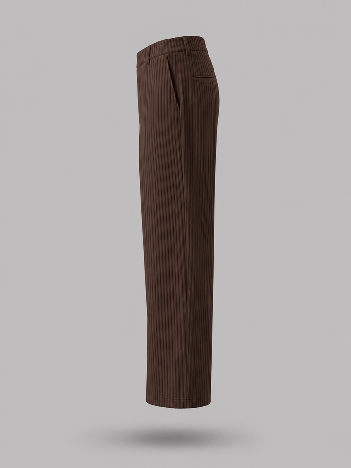 Pleated Trousers -Brown-