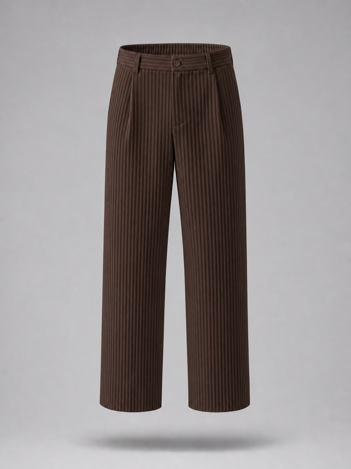Pleated Trousers -Brown-