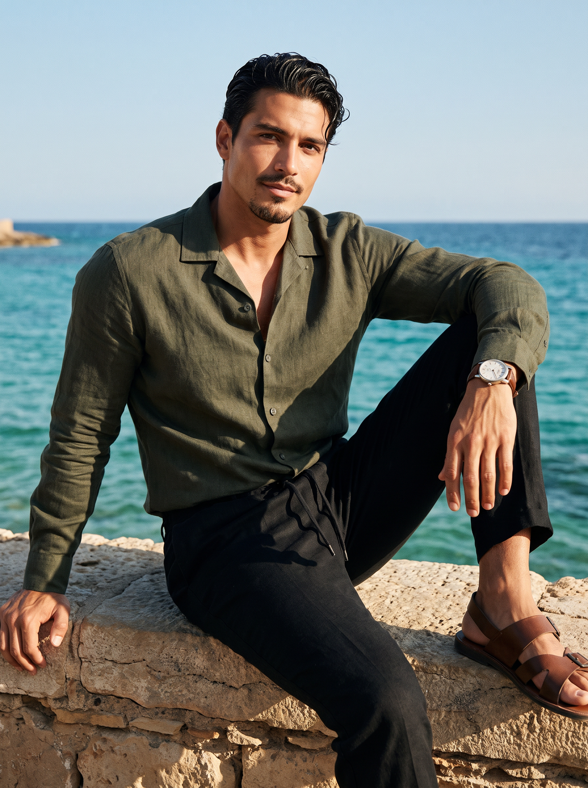 Olive Linen Shirt