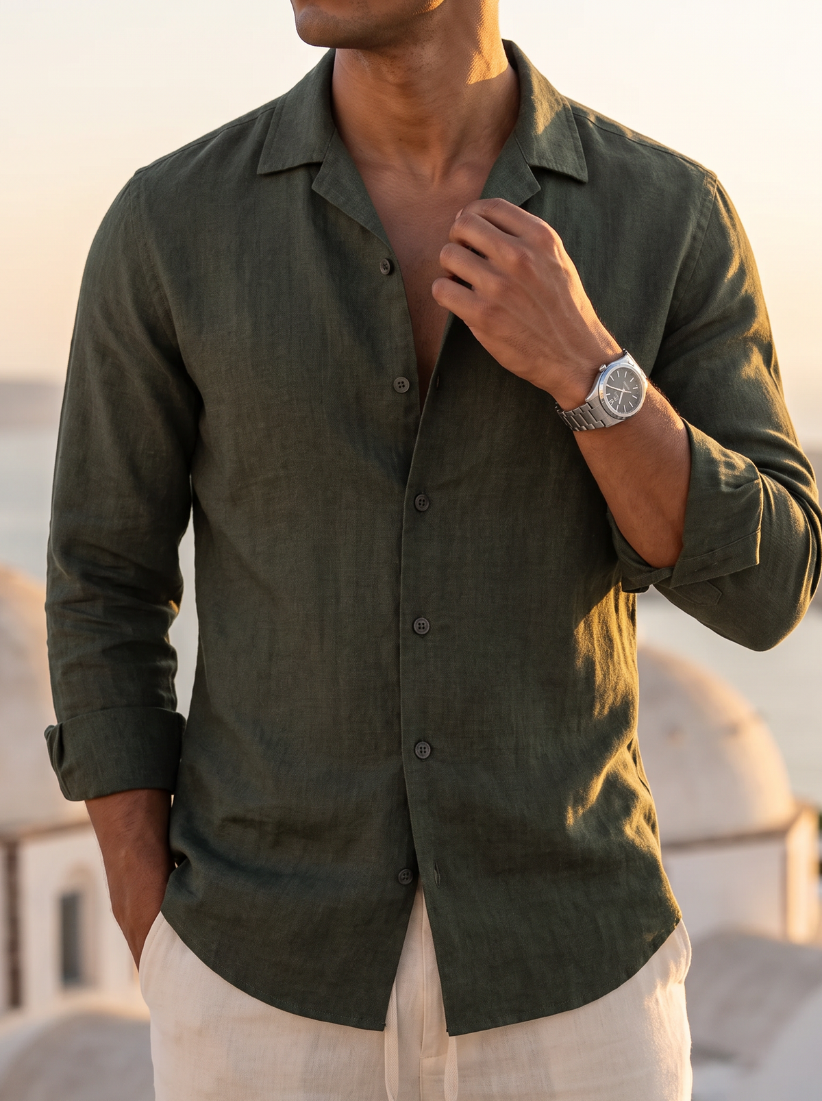 Olive Linen Shirt