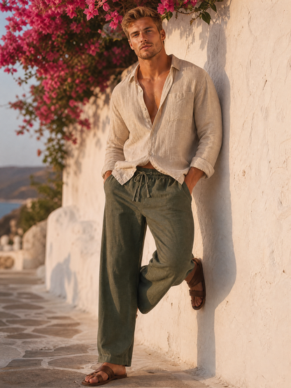 Olive Linen Trousers